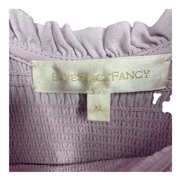 LoveShackFancy Chessie Smocked Flutter-Sleeve Tiered Midi Dress-Lilac BloomXL - Picture 7 of 10